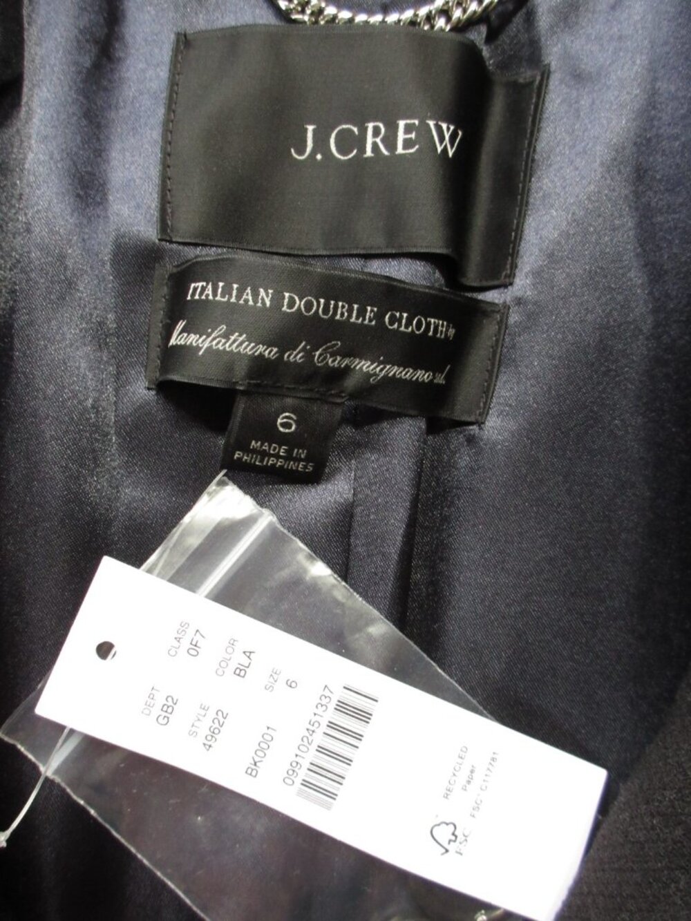 NWT J.Crew Classic Lady Day Coat in Black Italian Doublecloth Wool Thinsulate 6 - Picture 7 of 8